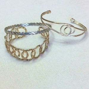 FINAL SALE PRICE Silver Bracelet Trio - 2 Slip on Cuffs & a Bangle